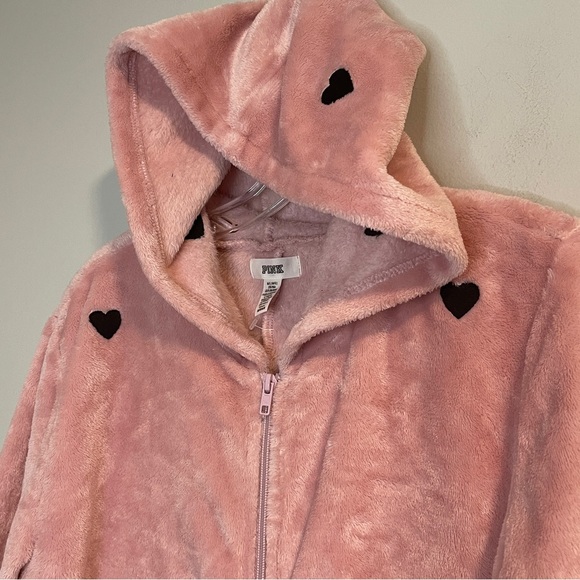 Victorias Secret Pink TEDDY SLEEP Long Jane Romper One Piece Pajama NWOT M/L - Picture 3 of 7